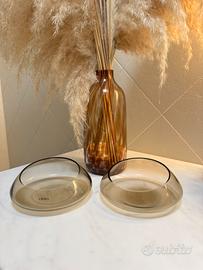Coppia ciotole in vetro trasparente decorative