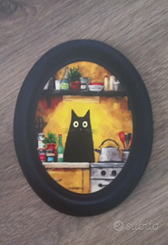 Quadro piatto senza cornice gatto in cucina