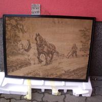 Quadro goblen cavalli che arano