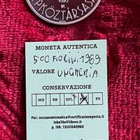 Grande moneta argento 500 fiorini ungheria 1989