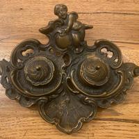 Antico calamaio in bronzo pesante sec. XX