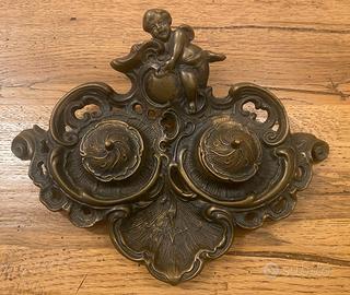 Antico calamaio in bronzo pesante sec. XX