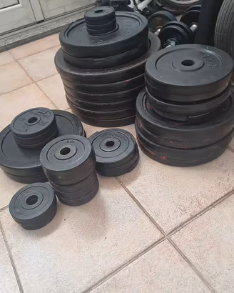 set dischi 276kg Panatta e domyos,panca,bilanciere