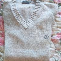 Maglione uomo cashmere collo V XXL grigio