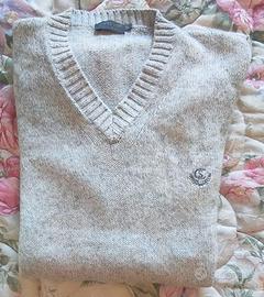 Maglione uomo cashmere collo V XXL grigio