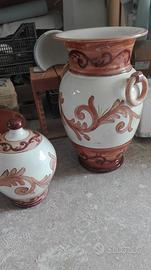 Vaso bi colore smaltato decorato casa giardino bal