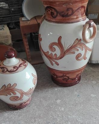 Vaso bi colore smaltato decorato casa giardino bal