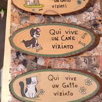TARGHETTE IN LEGNO CON CANI E GATTI