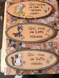 TARGHETTE IN LEGNO CON CANI E GATTI