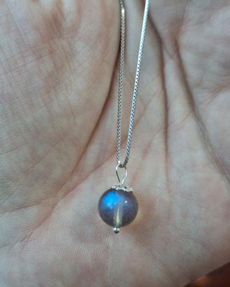 collana in argento con Labradorite naturale 