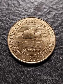 200 Lire 1992 Filatelia Tematica Genova Italia