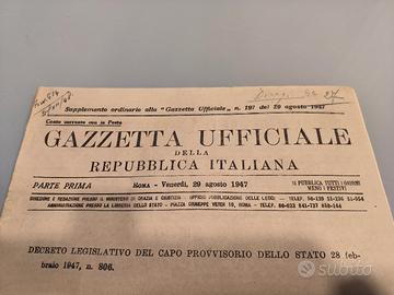 Gazzetta Ufficiale della Repubblica Italiana 1947