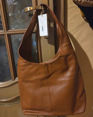 Borsa spalla vera pelle cuoio Gave Lux Made Italy