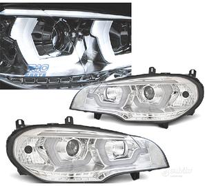 FARI BMW X5 E70 07-13 LED OCCHI ANGEL CROMATI
