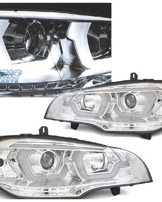 FARI BMW X5 E70 07-13 LED OCCHI ANGEL CROMATI