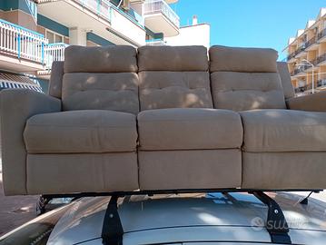 Divano 3 posti relax elettrico in Microfibra Beige