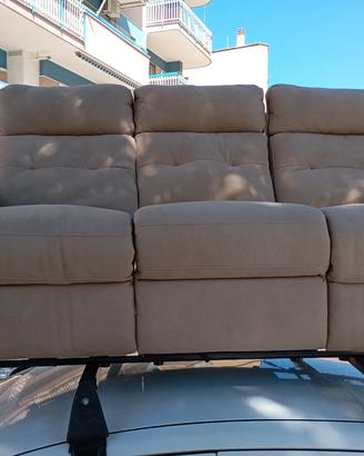 Divano 3 posti relax elettrico in Microfibra Beige