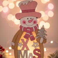 Decorazione Natalizia Pupazzo di Neve in Legno