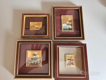 Quadretti d'Arte Miniatura con Finitura in Oro 22k