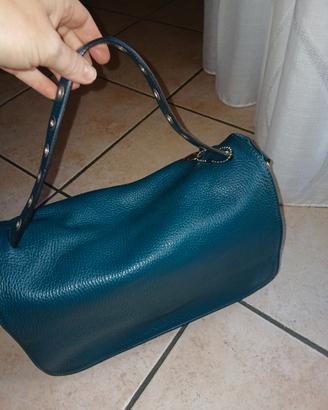 Borsa in vera pelle color verde petrolio