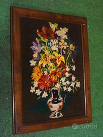 MARGOT  PARIS Antico quadro tela ricamata