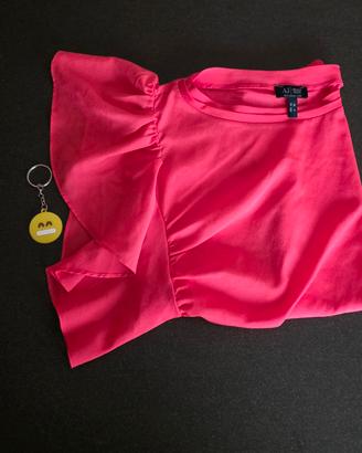 Maglia blusa donna Armani Jeans Rosa fucsia volant