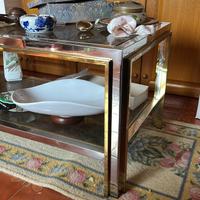 Tavolino da caffè rettangolare cromato vintage 70