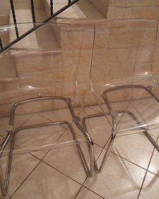 Sedie in plexiglass e acciaio Ikea