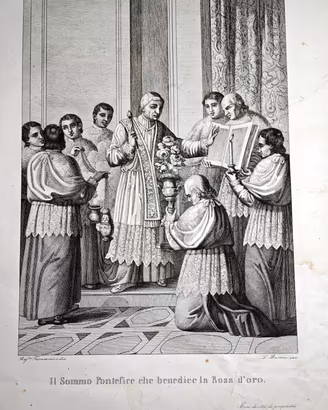 1833 Papa Gregorio XVI benedice la Rosa d'Oro48x35