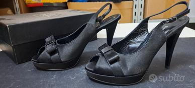 Scarpe raso nero tacco 10 mis 38 usate buono stato