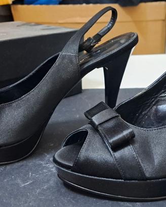Scarpe raso nero tacco 10 mis 38 usate buono stato