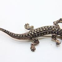 Spilla a forma di Geco argento marcasite