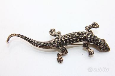 Spilla a forma di Geco argento marcasite