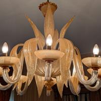 Lampadario in vetro di murano granigliato topazio