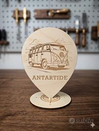 segnatavolo segnaposto viaggio legno moto bussola