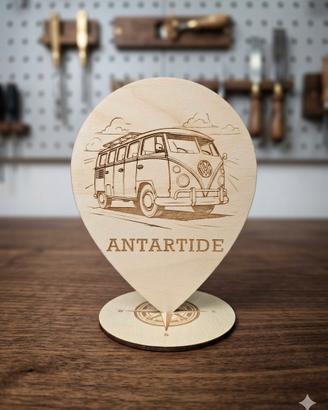 segnatavolo segnaposto viaggio legno moto bussola