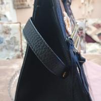 Borsa in stile Art decò in pelle nera e fantasia 