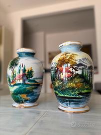 Coppia vasi vintage dipinti a mano
