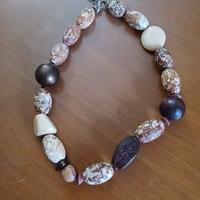 COLLANA AGATA E LEGNO.... LUNGH. CM. 54 ....NUOVA