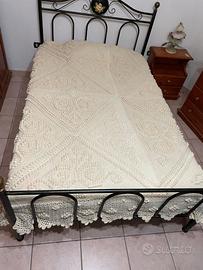coperta matrimoniale panna in lana all'uncinetto c