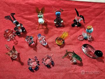 serie 14 animaletti in vetro di Murano 