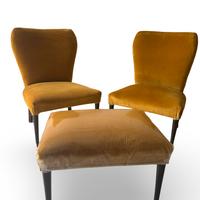 Coppia di sedie set con pouf Mid-Century Modern