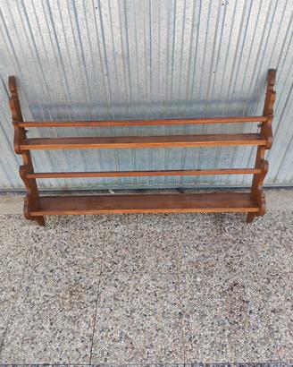 piattaia in legno vintage a 2 ripiani