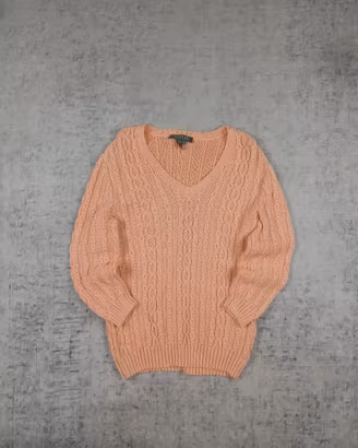 Maglione Ralph Lauren Rosa Salmone Intrecciato
