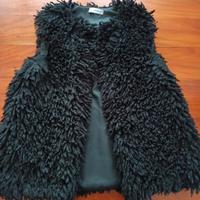 gilet di pelliccia nera da donna taglia S