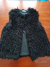 gilet di pelliccia nera da donna taglia S