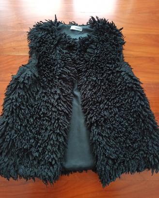 gilet di pelliccia nera da donna taglia S