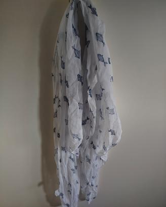 Sciarpa leggera bianca e blu