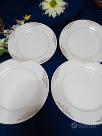 Set di 4 piatti piani di ceramica Ginori. Vintage.