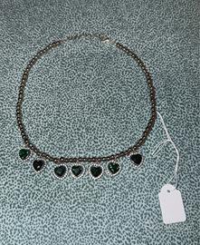 Collana con cuori verdi e brillanti